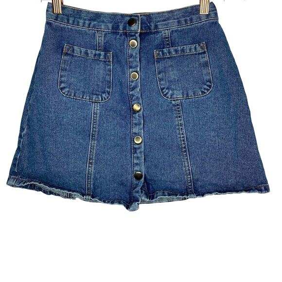 Urban Outfitters BDG Button Down Jean Skirt Denim Mini Skirt Small 24" - Picture 2 of 6